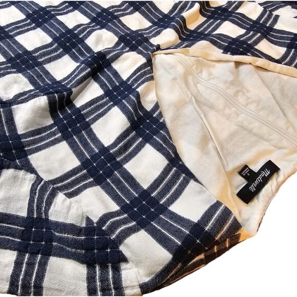 Madewell Leighton Plaid White Blue Sheath Dress - Picture 3 of 11
